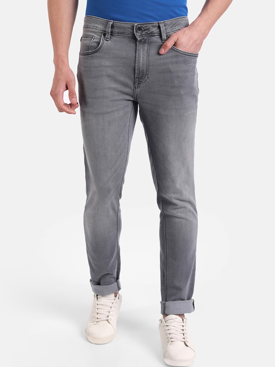 

United Colors of Benetton Men Grey Skinny Fit Heavy Fade Jeans