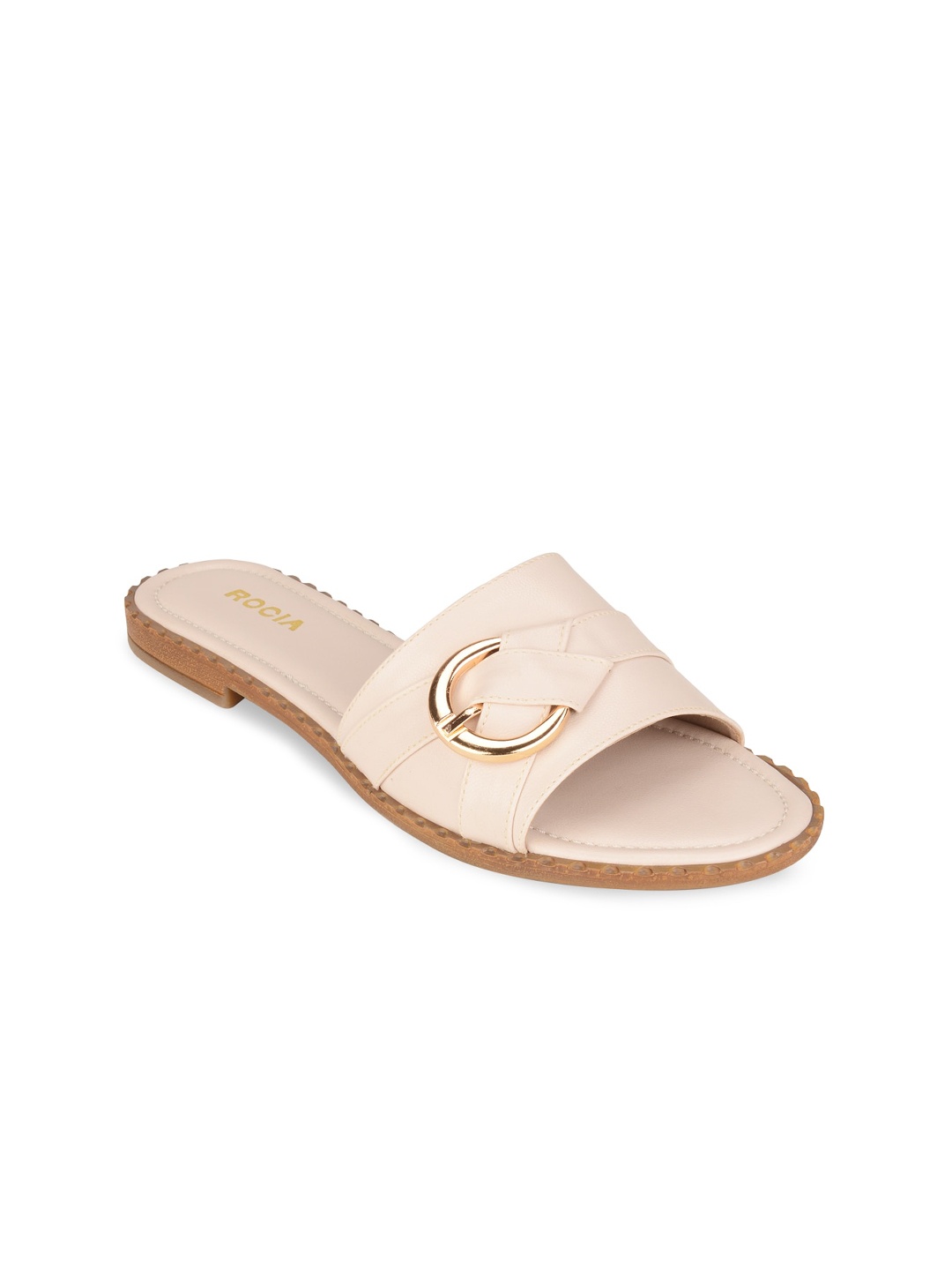 

Rocia Women Beige Open Toe Flats with Buckles