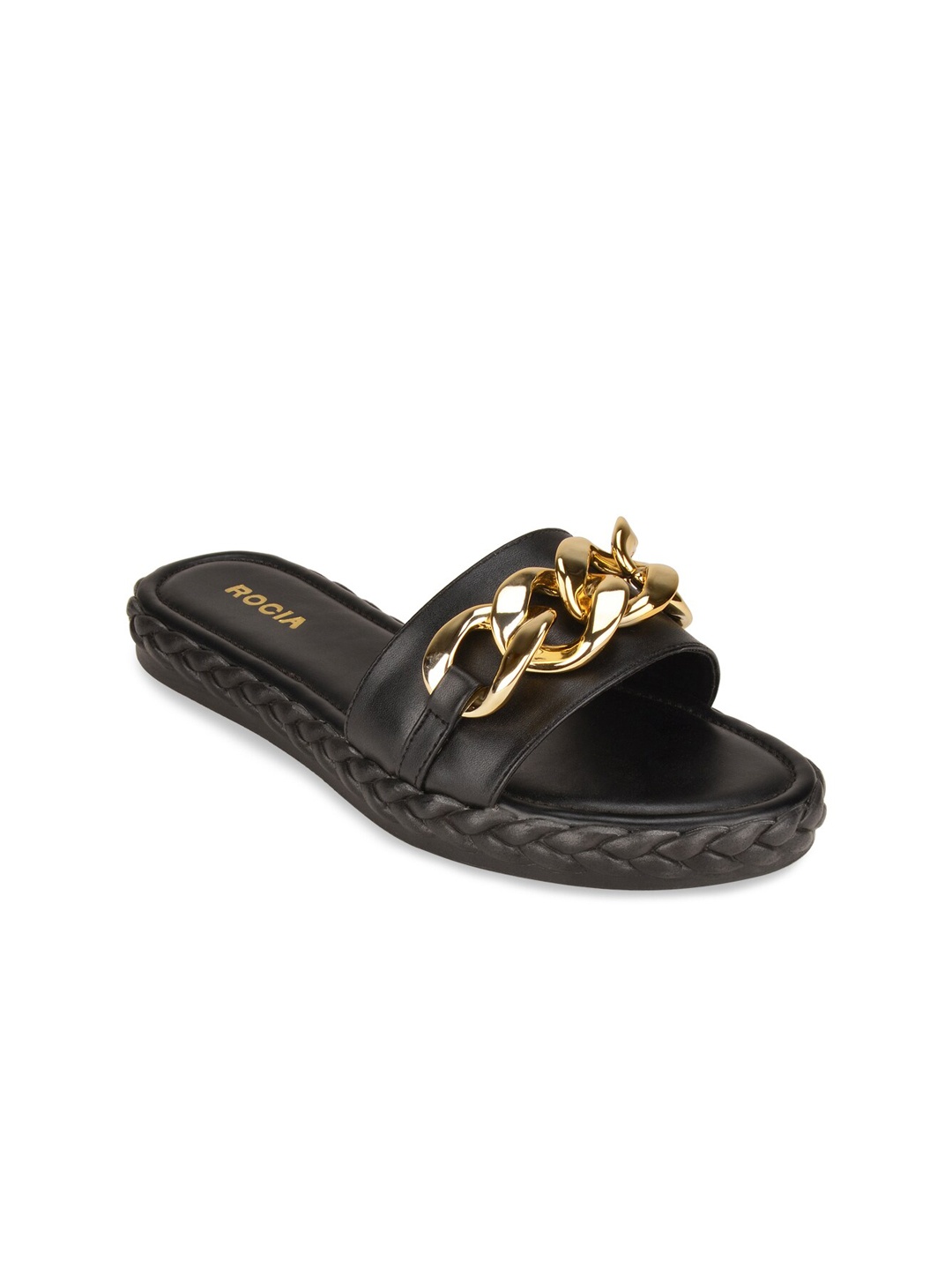 

Rocia Women Black Embellished Open Toe Flats with Bows
