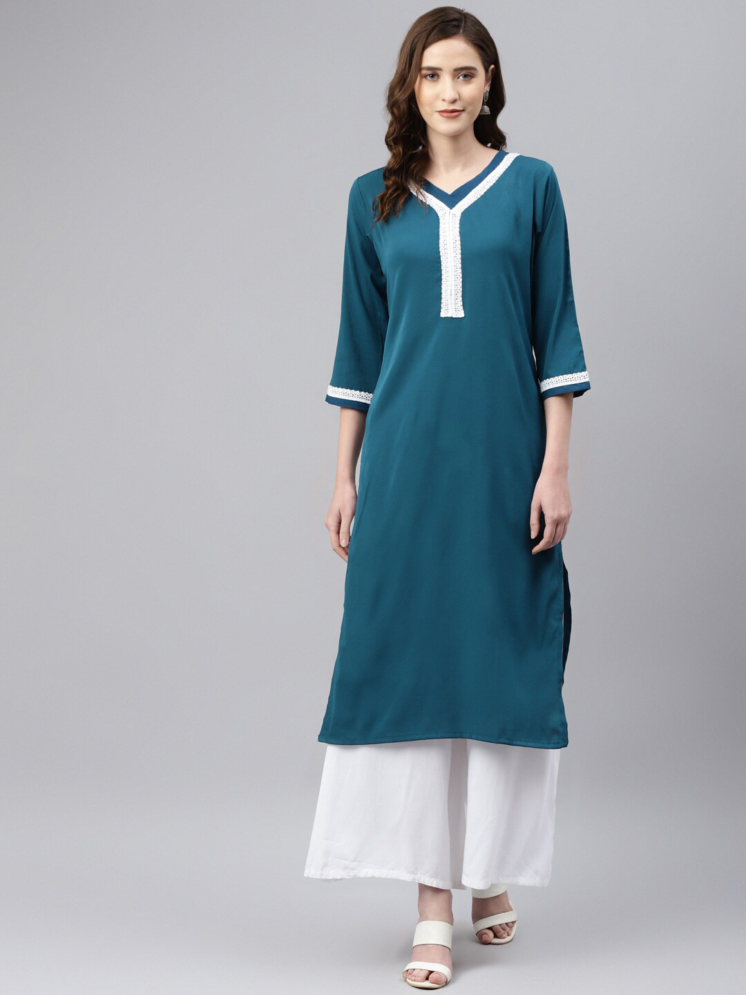 

Somras Women Teal Solid A-Line Kurta