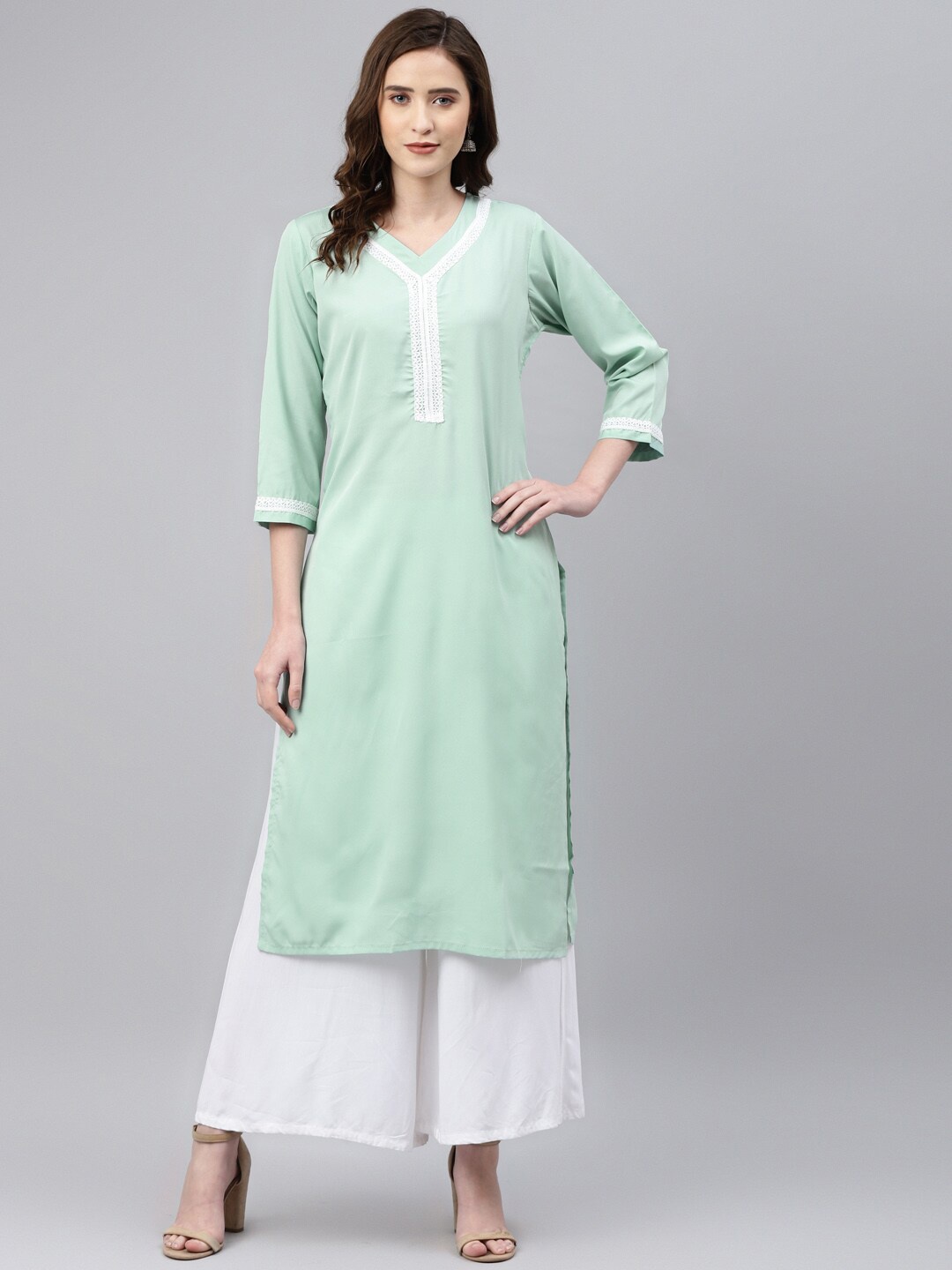

Somras Women Sea Green Yoke Design Kurta