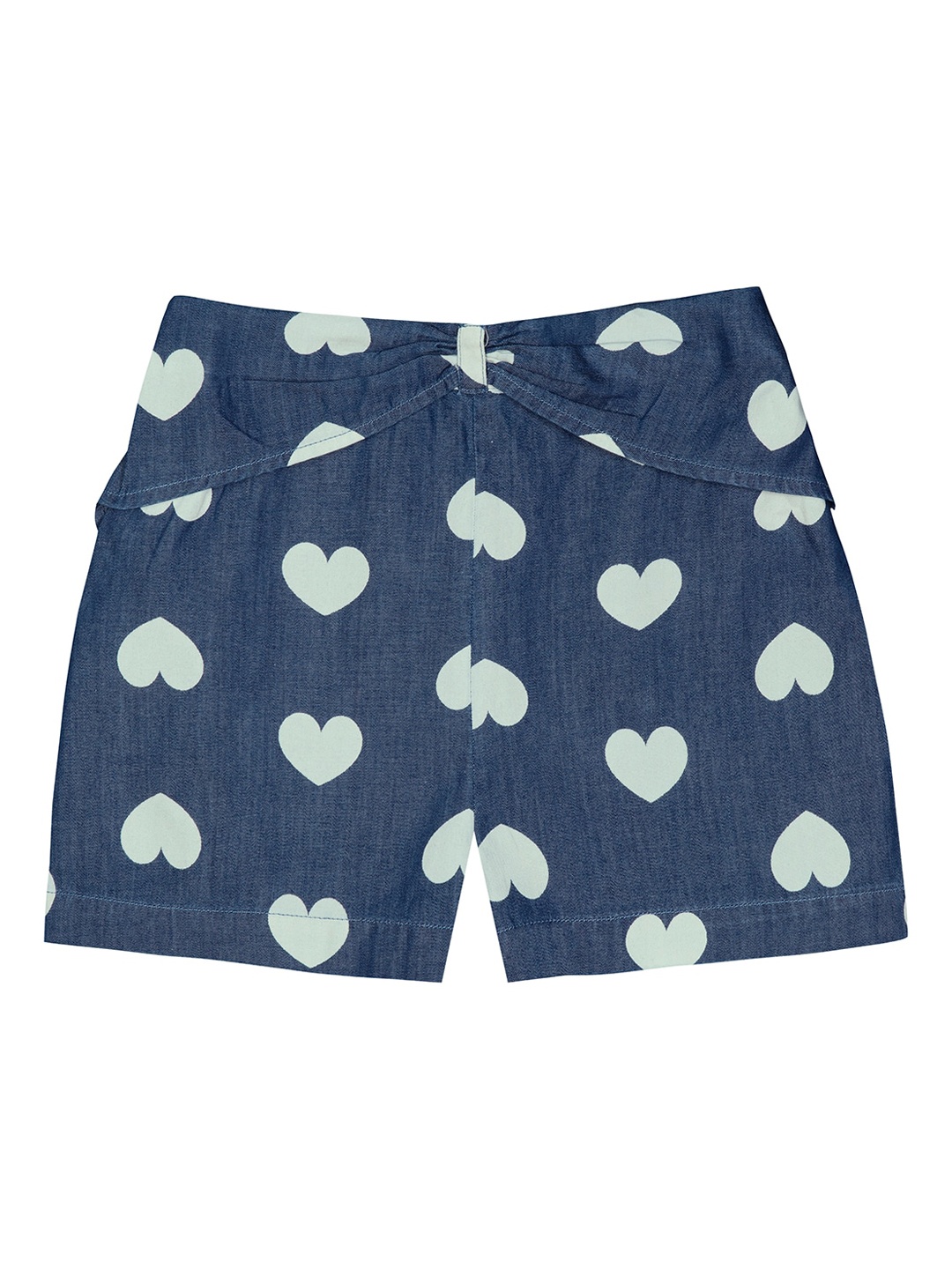 

Budding Bees Girls Blue Conversational Printed Denim Shorts