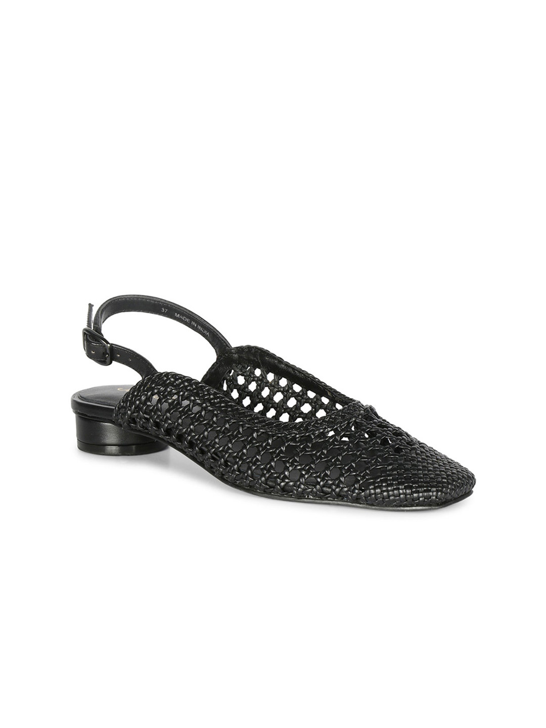 

Saint G Women Black Leather Woven Design Mules