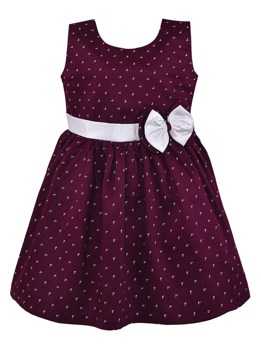 

Wish Karo Burgundy & White A-Line Cotton Dress