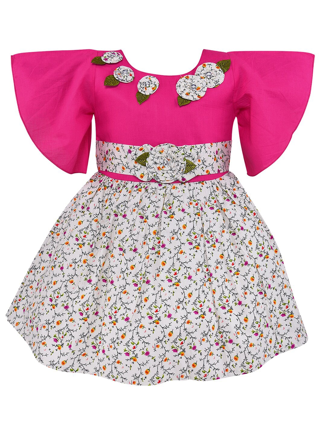 

Wish Karo Pink & White Floral Fit & Flare Dress