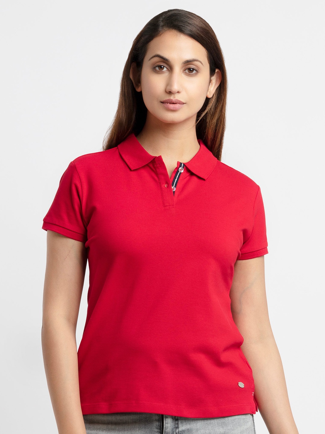

Status Quo Women Red Polo Collar T-shirt
