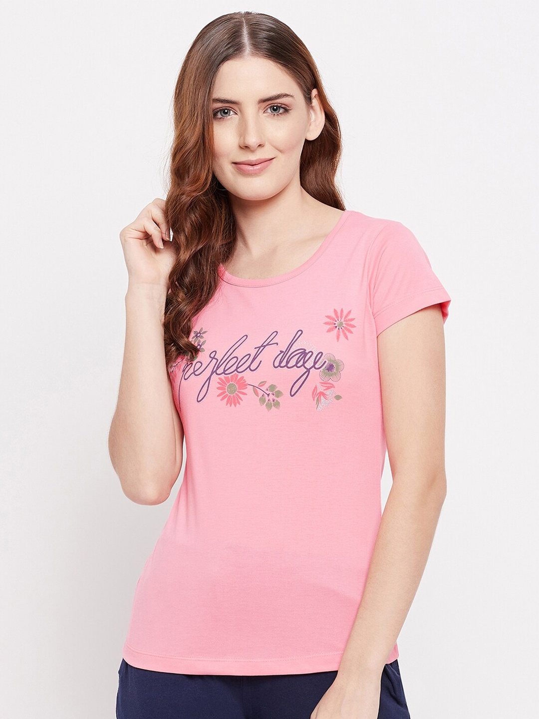 

THE MILLION CLUB Women Pink Typography Printed T-shirt