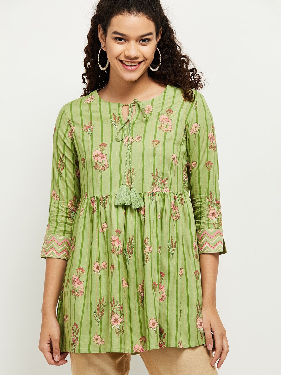 

max Green & Pink Viscose Rayon Printed Tunic