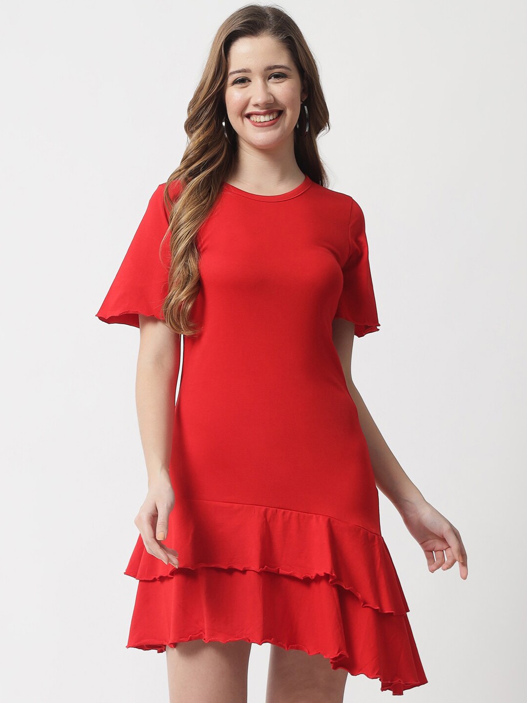 

The Dry State Women Red Solid Cotton Sheath Dress