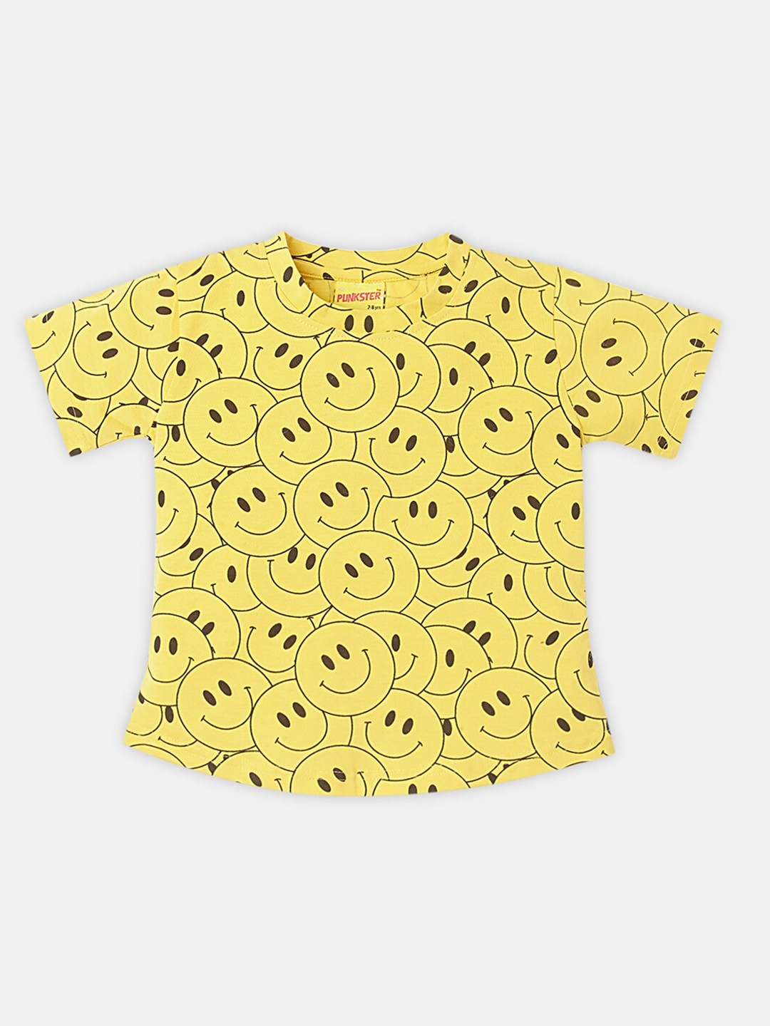 

Punkster Girls Yellow & Black Printed Cotton Crop Top