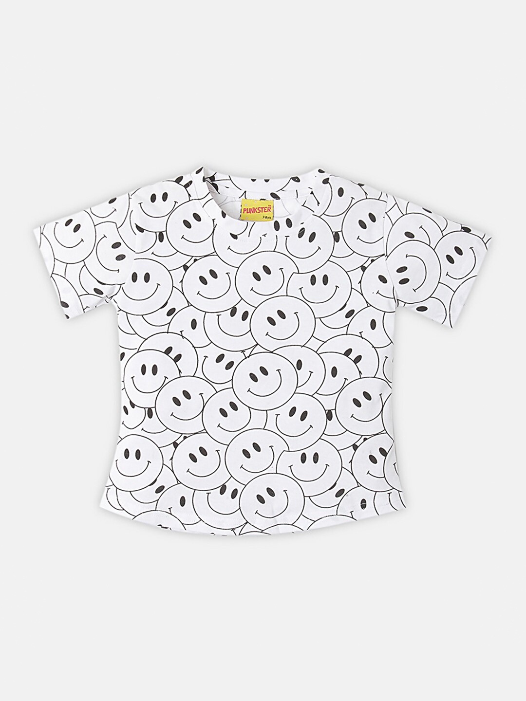 

Punkster Girls White & Black Crop Pure Cotton T-Shirt