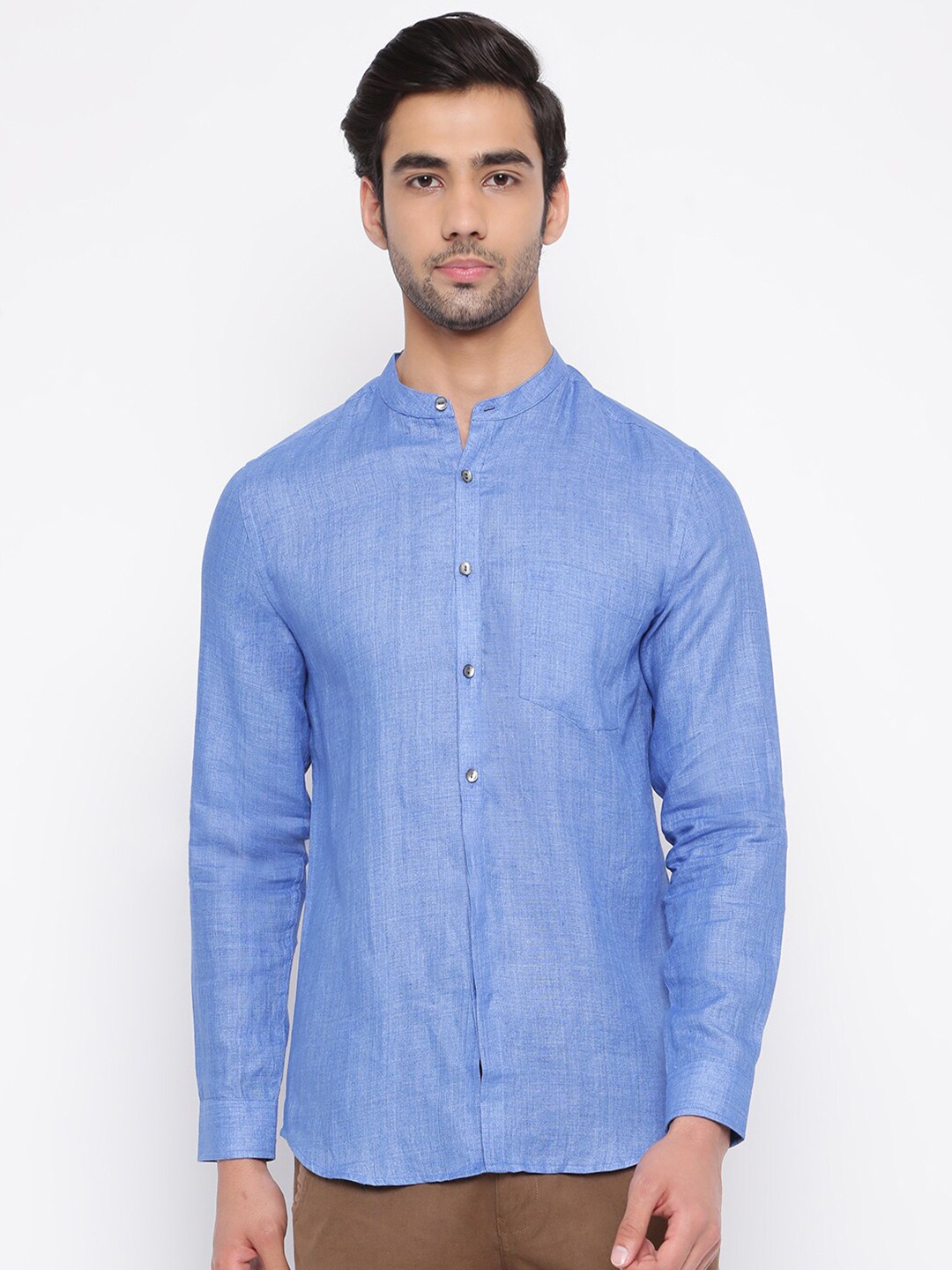 

Fabindia Men Blue Slim Fit Solid Casual Shirt