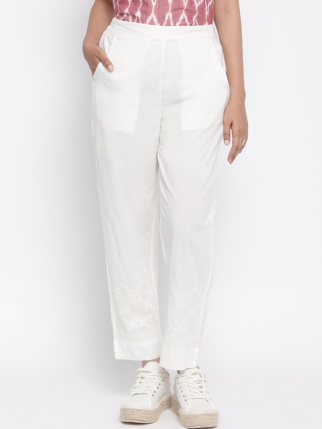 

Fabindia Women Off White Cotton Trousers