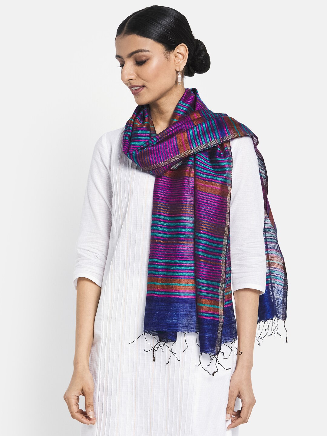 

Fabindia Women Blue & Purple Striped Stole