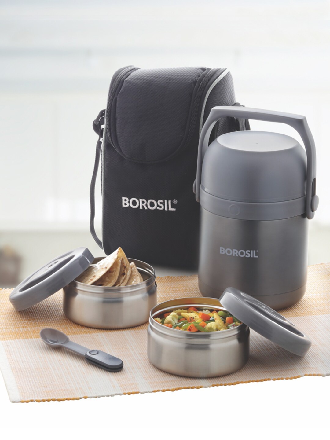 

BOROSIL Steel Hot-N-Fresh Insulated Lunch Box With Bag