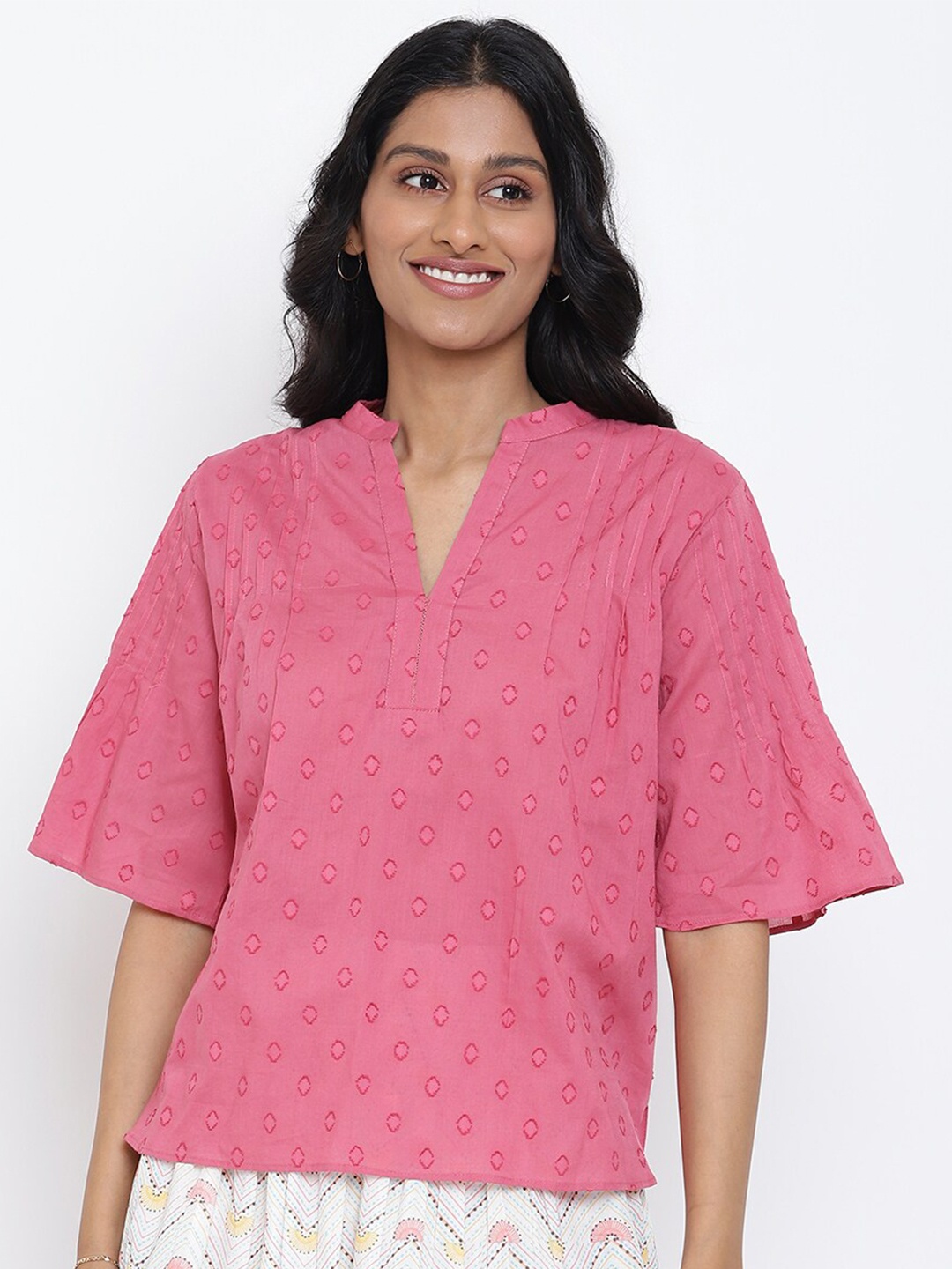 

Fabindia Pink Print Top