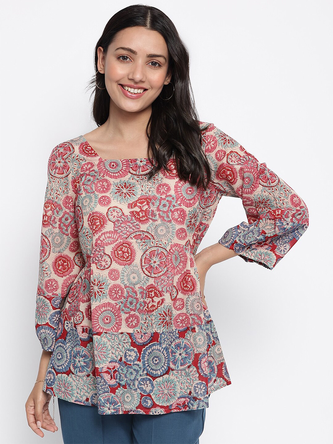 

Fabindia Red Print Top