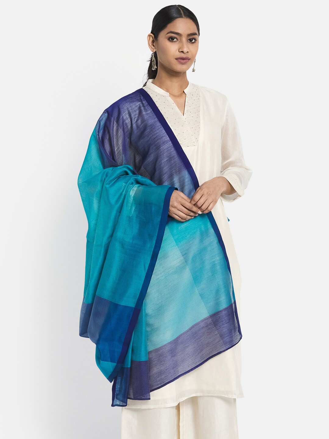 

Fabindia Blue Woven Design Cotton Silk Dupatta