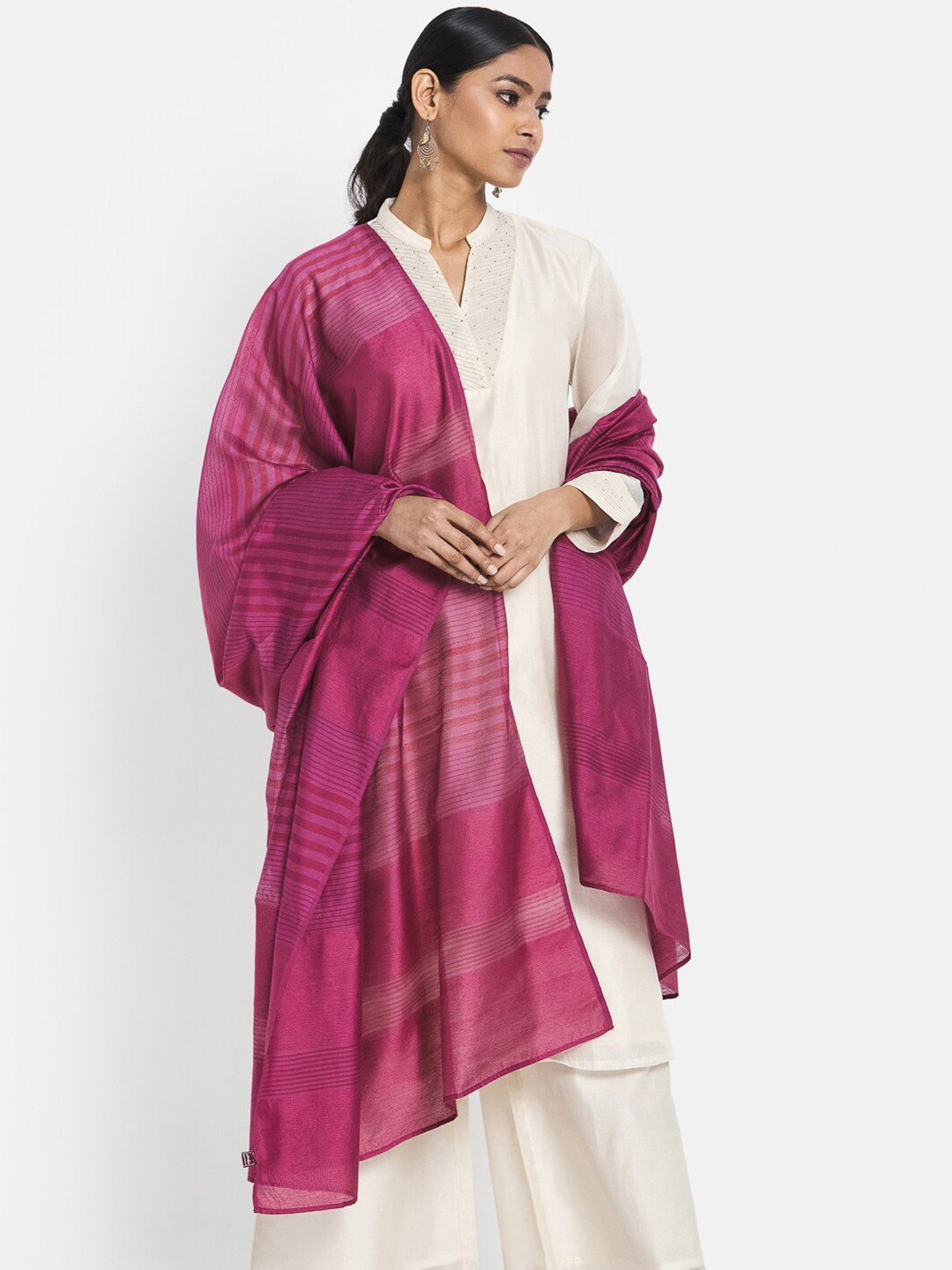 

Fabindia Violet Woven Design Viscose Rayon Dupatta
