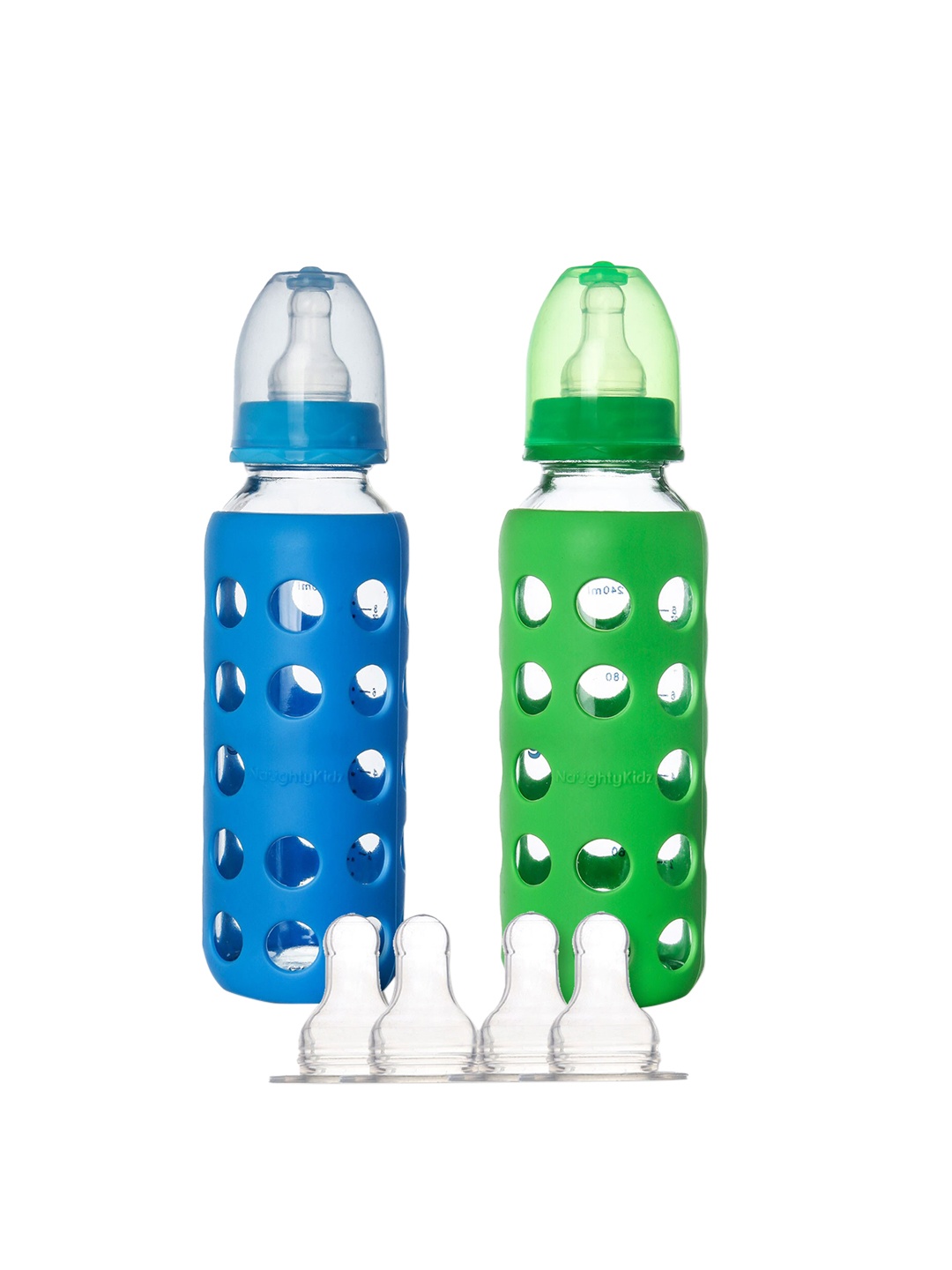 

NAUGHTY KIDZ Pack of 2 Baby Feeding Bottle With Protective Warmer, Blue