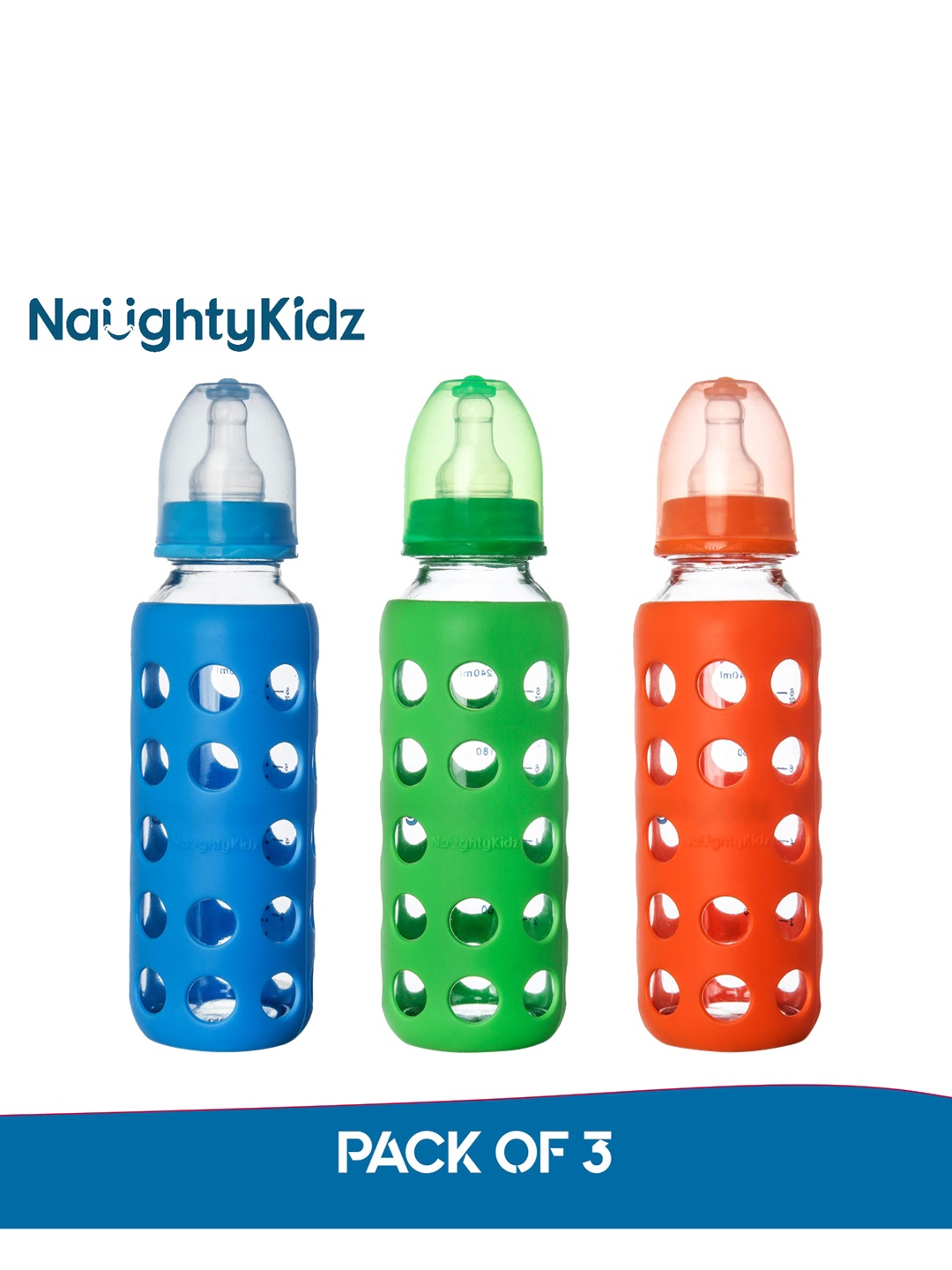 

NAUGHTY KIDZ Set of 3 Blue & Green Baby Feeding Bottle