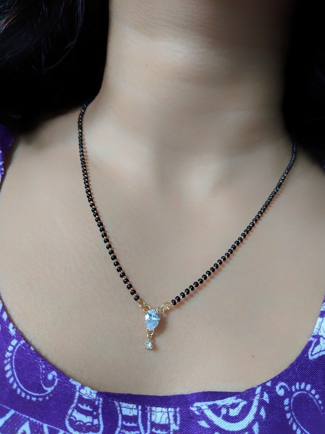 

Digital Dress Room Gold-Plated Black Stone-Studded & Beaded Mangalsutra