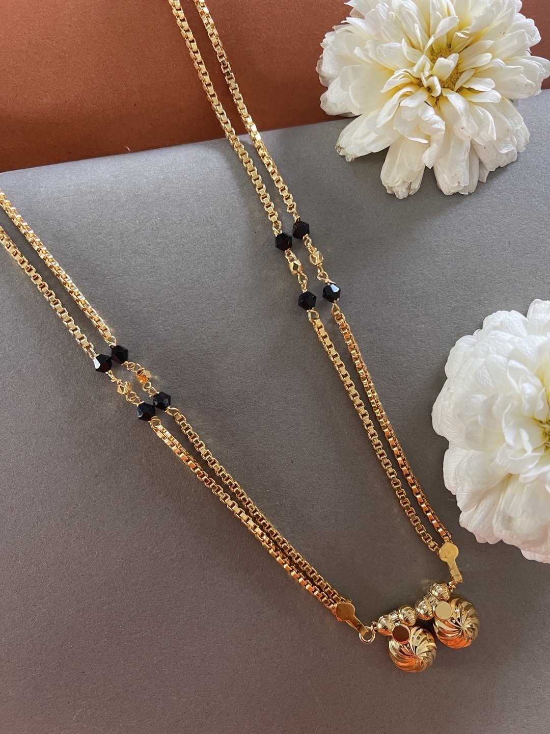 

Digital Dress Room Gold-Plated Black Beaded Mangalsutra