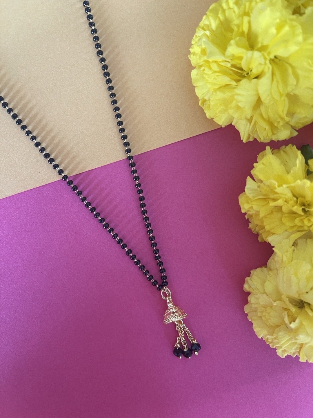 

Digital Dress Room Gold-Plated Black Beaded with Latkan Pendant Mangalsutra