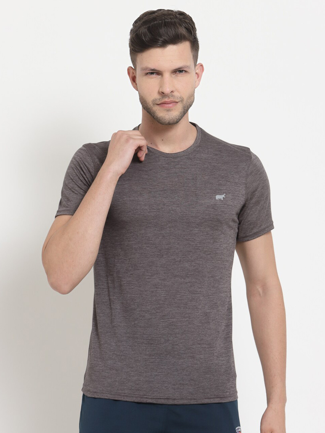 

BRACLO Men Grey dryCELL Slim Fit Training or Gym T-shirt