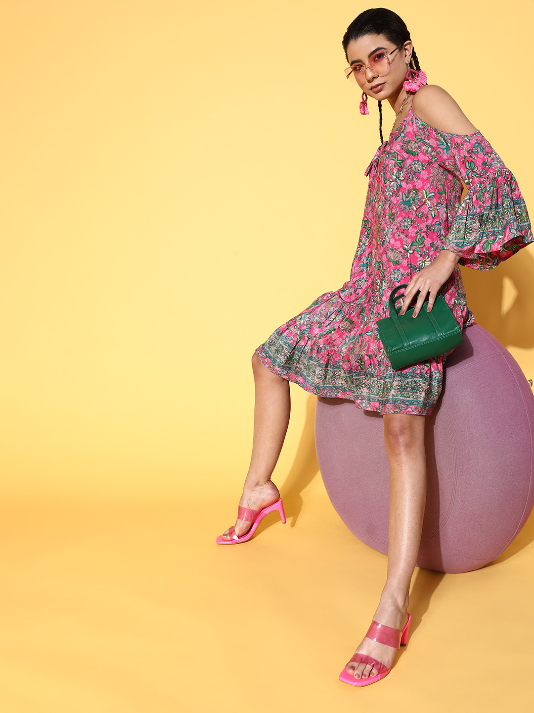 

DIVYANK Women Pretty Pink Floral All in the Details Dress