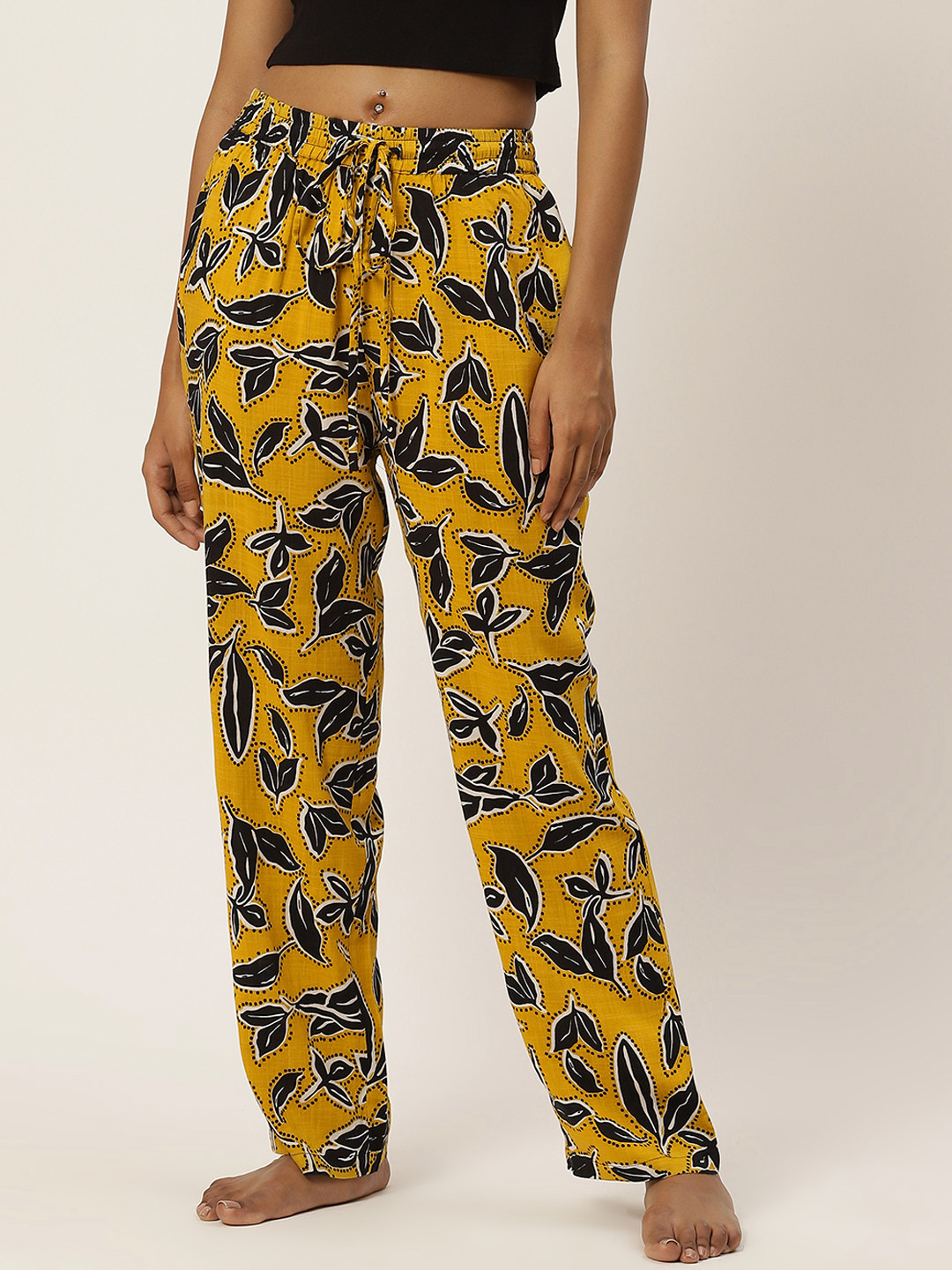 

Not Just Pyjamas Women Yellow Printed Lounge Pants