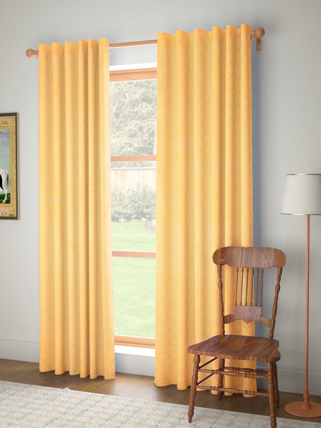 

House of Pataudi Beige Ethnic Motifs Print Door Curtain