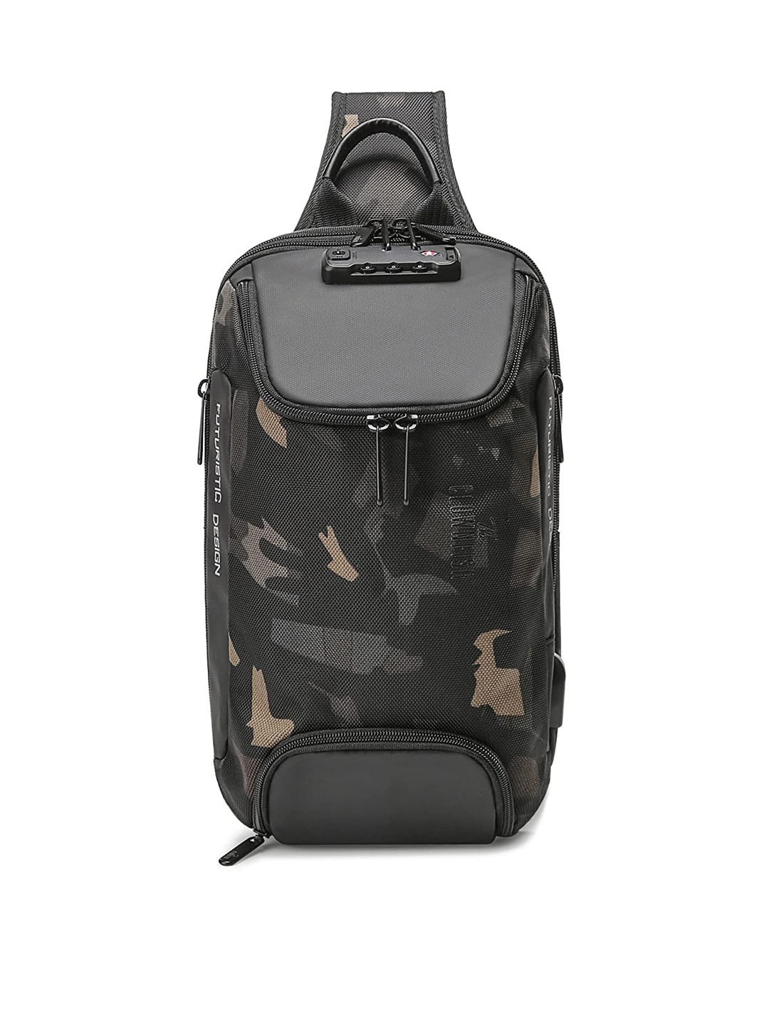 

THE CLOWNFISH Unisex Black Camouflage Backpack