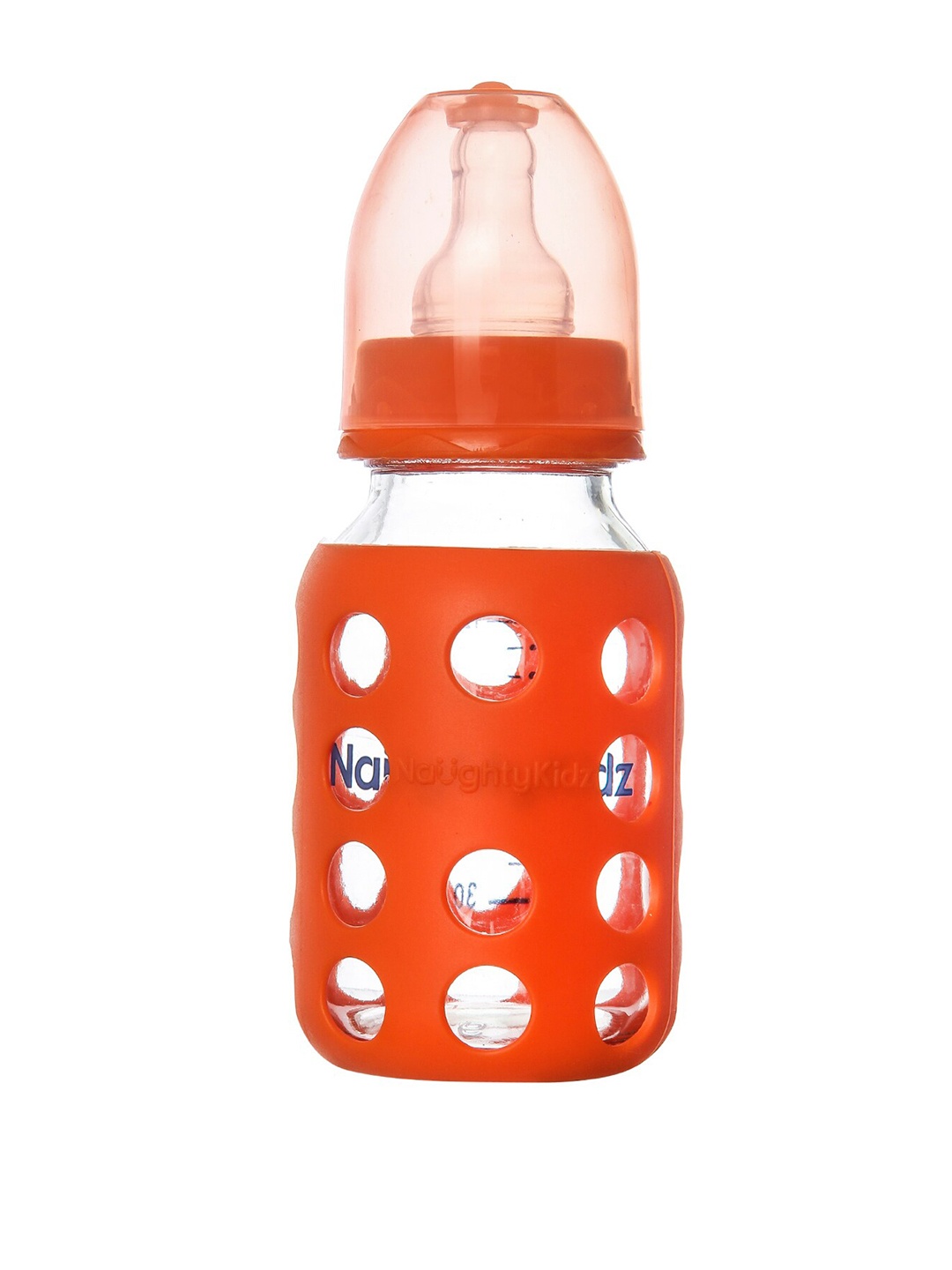 

NAUGHTY KIDZ Kids Orange Glass Feeding Bottle With Protective Warmer