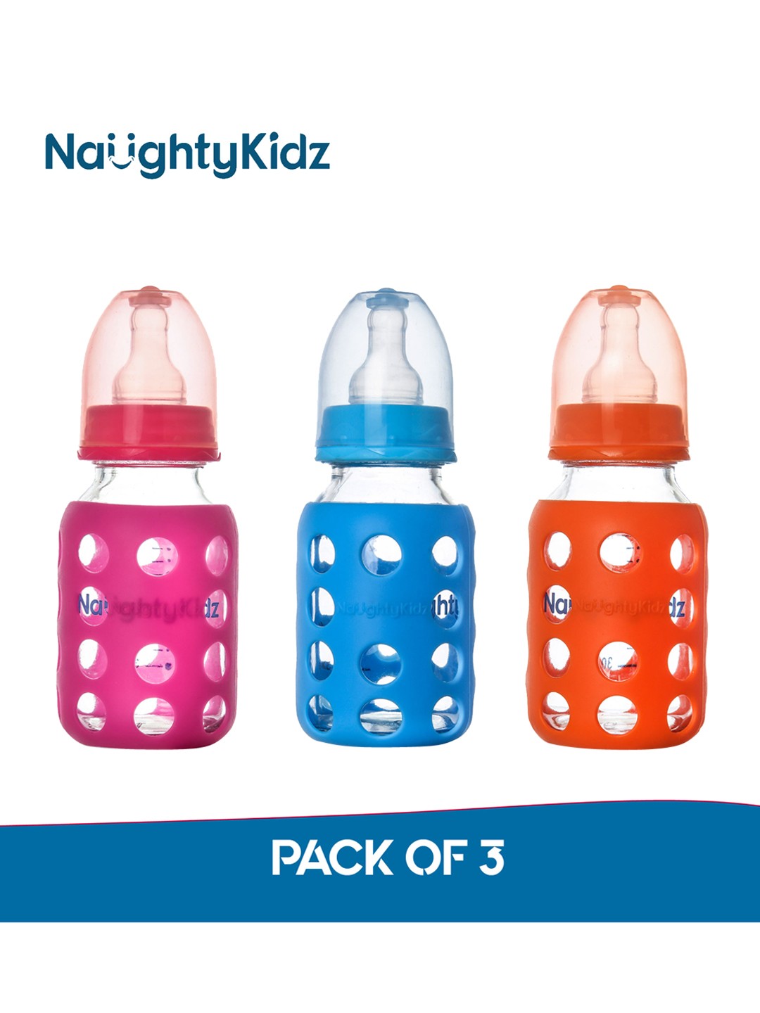

NAUGHTY KIDZ Pack of 3 Pink & Blue Feeding Bottle