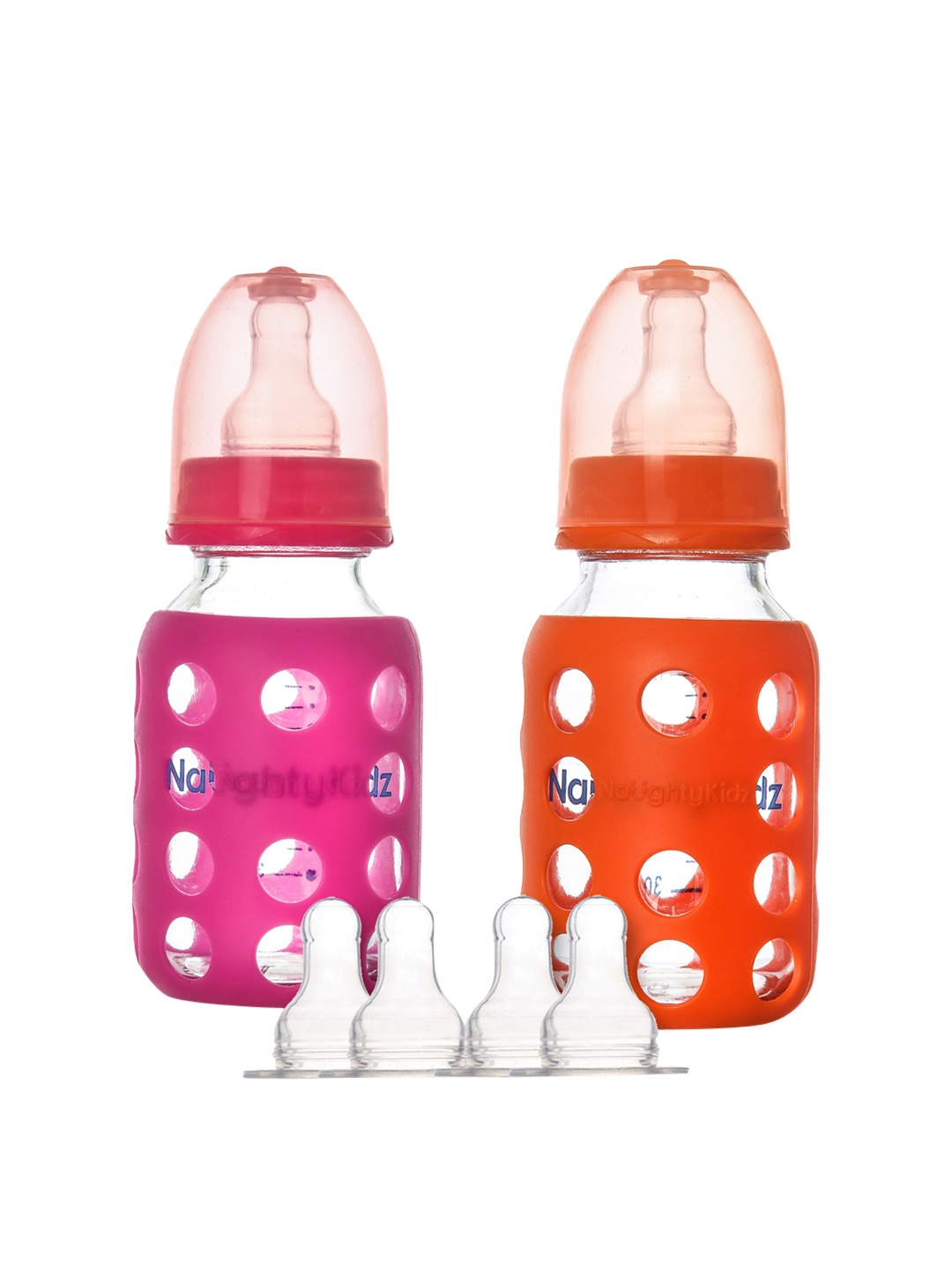 

NAUGHTY KIDZ Pink & Orange Pack of 2 Baby Feeding Bottle