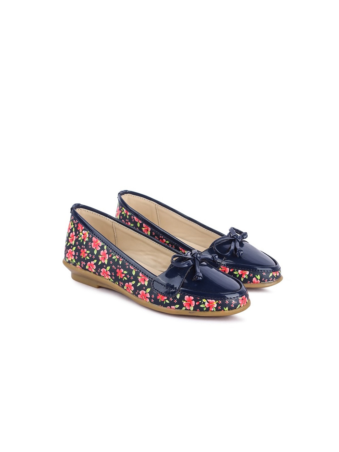 

BOYZ N GALZ Girls Navy Blue Printed Ballerinas with Bows Flats