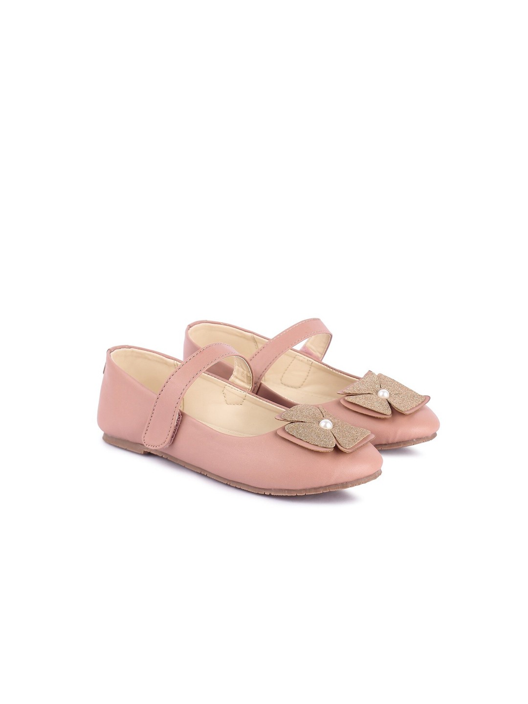 

BOYZ N GALZ Girls Rose Gold Embellished Ballerinas Flats