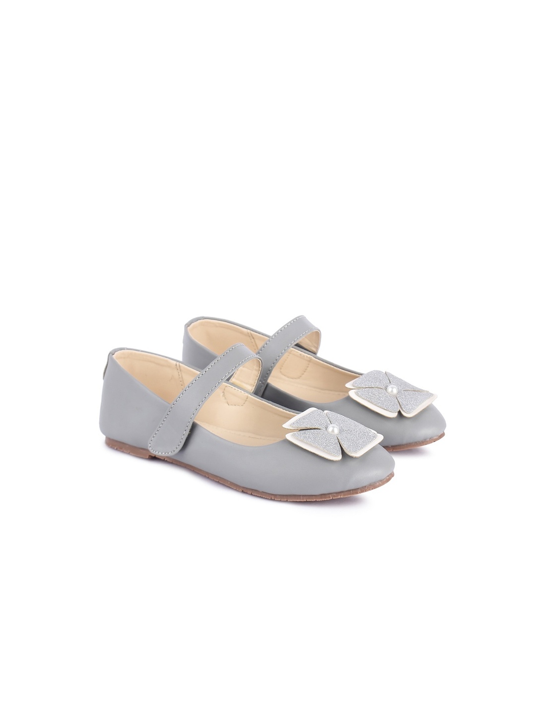 

BOYZ N GALZ Girls Grey Embellished Ballerinas Flats