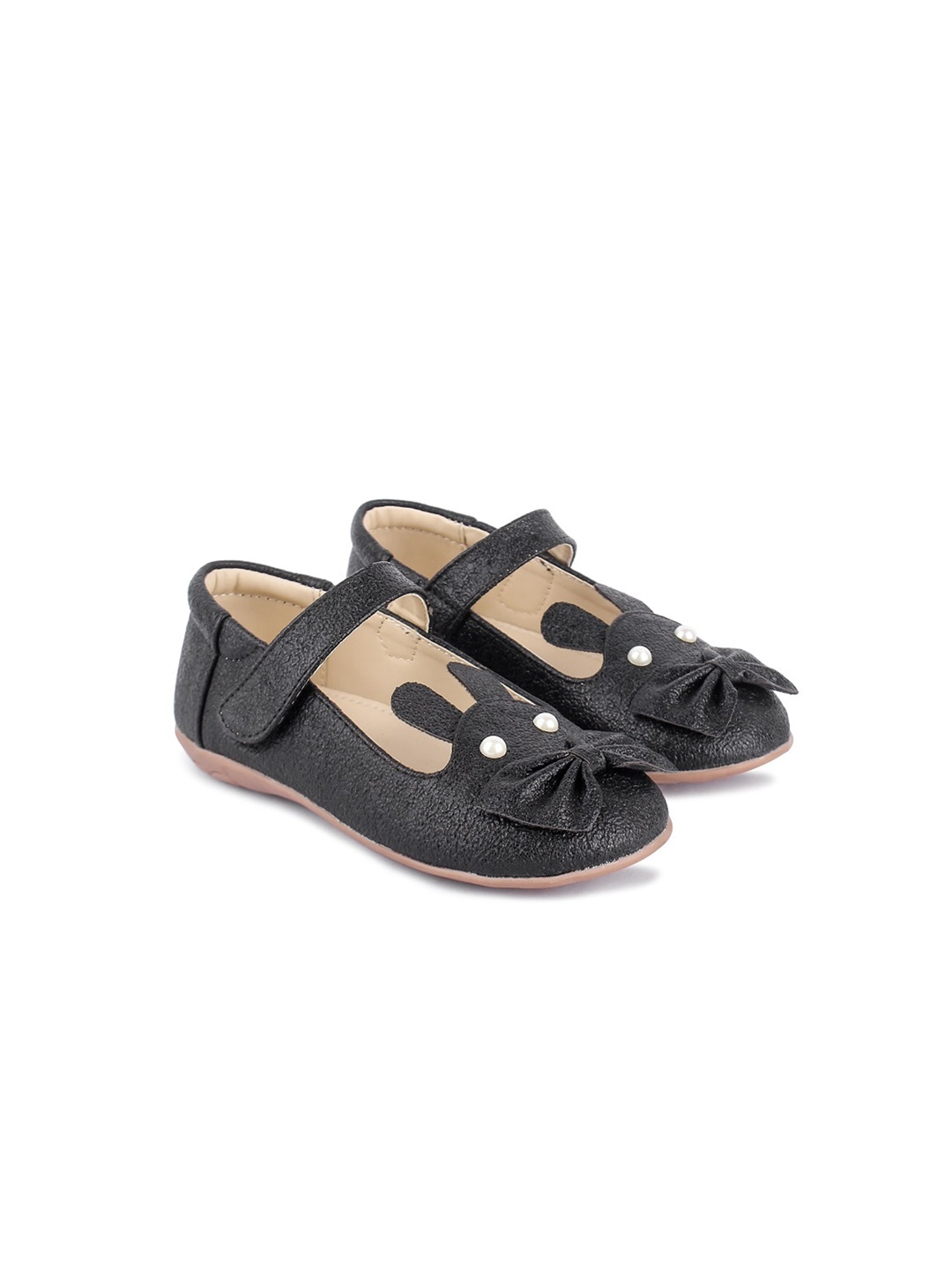 

BOYZ N GALZ Girls Black Textured PU Ballerinas