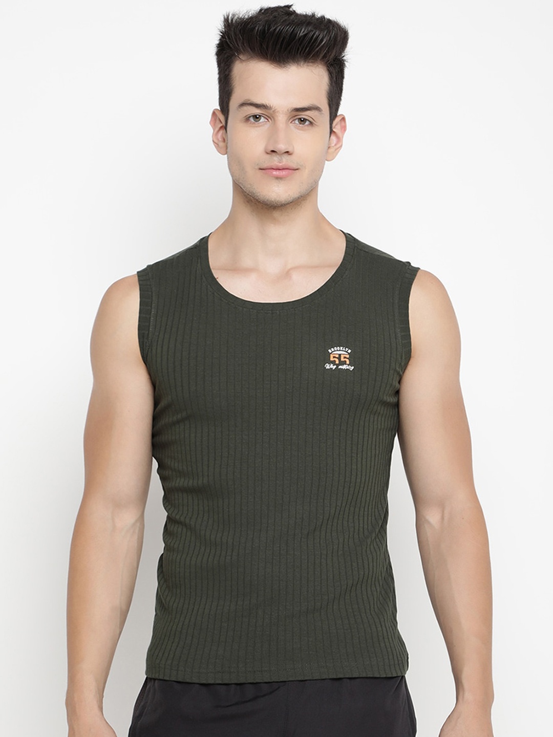 

V2 Value & Variety Men Green Solid Cotton Innerwear Vests