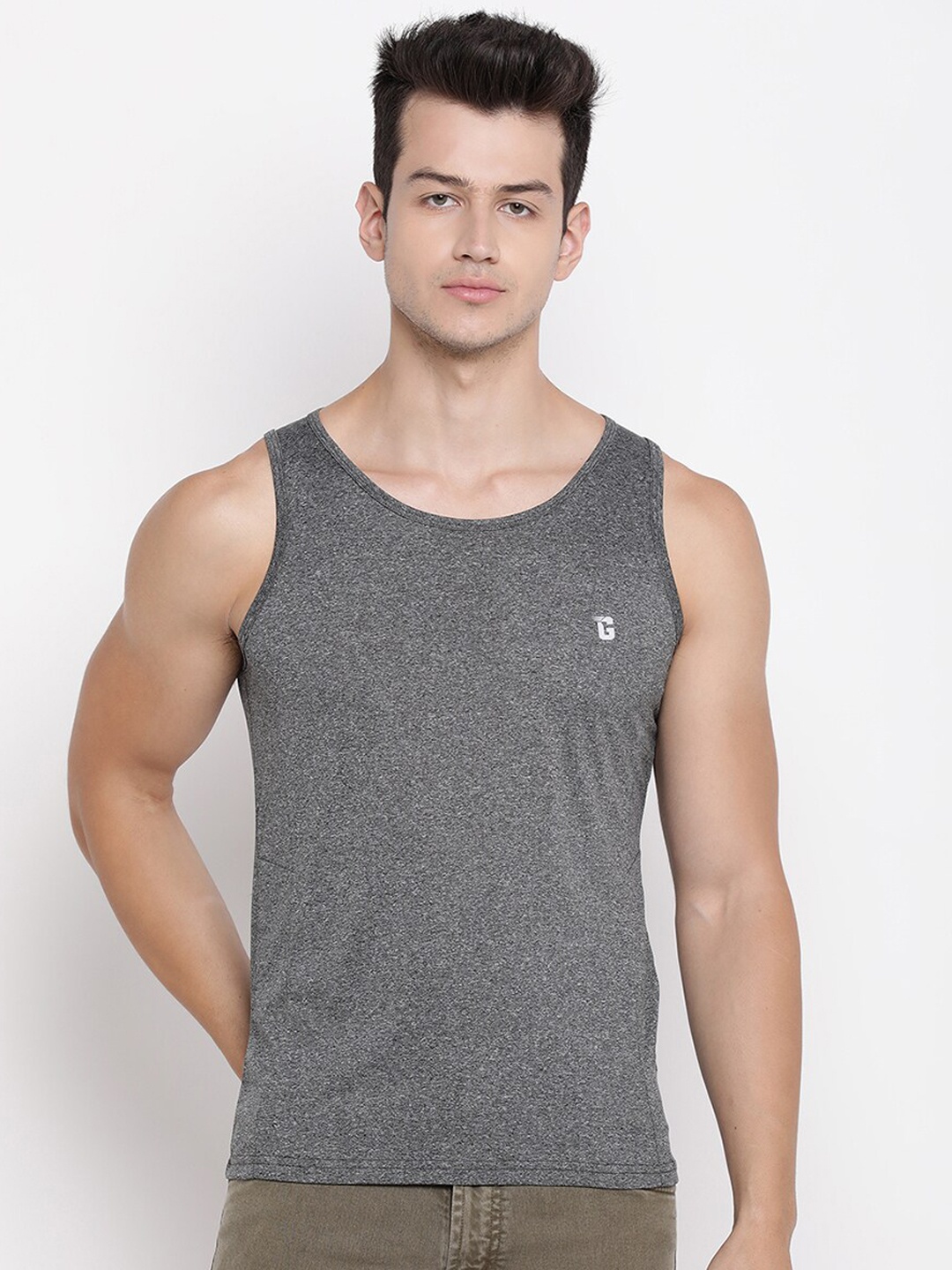 

V2 Value & Variety Men Grey Solid Cotton Basic Innerwear Vests