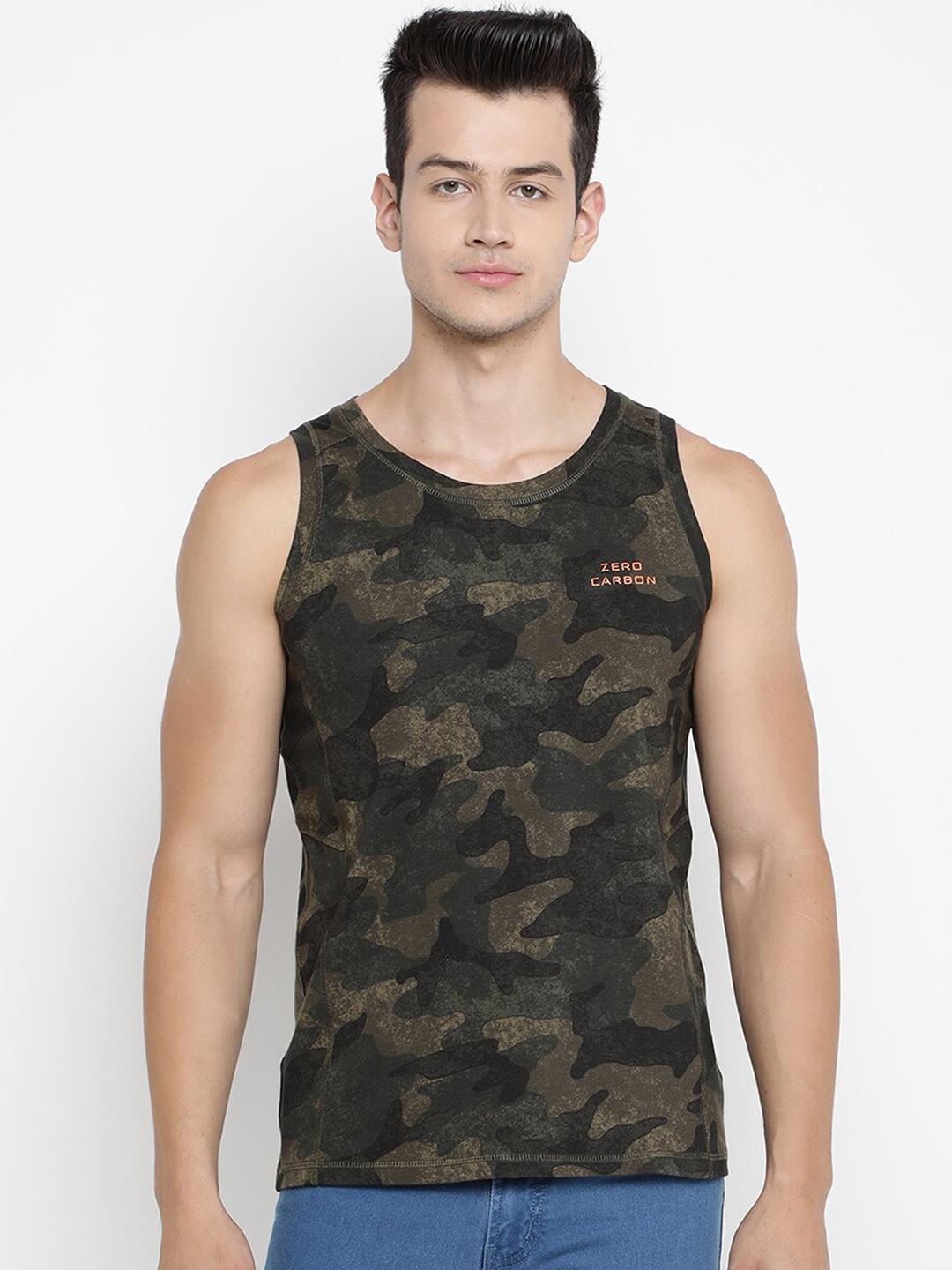 

V2 Value & Variety Men Green & Black Printed Sleeveless Gym Vest