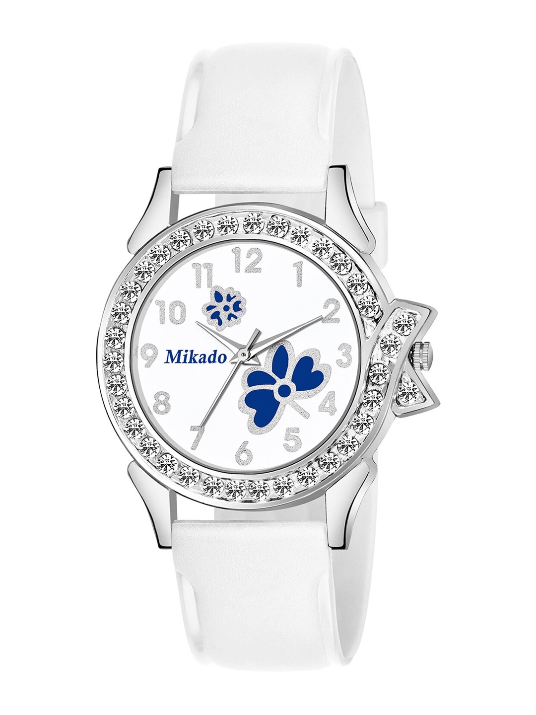 

Mikado Women White Brass Embellished Dial & White Leather Straps Analogue Watch AA 1222