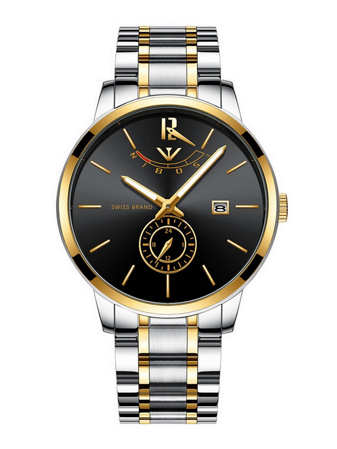 

Nibosi Men Black Mother of Pearl Dial & Silver Toned Stainless Steel Bracelet Style Straps Analogue Watch