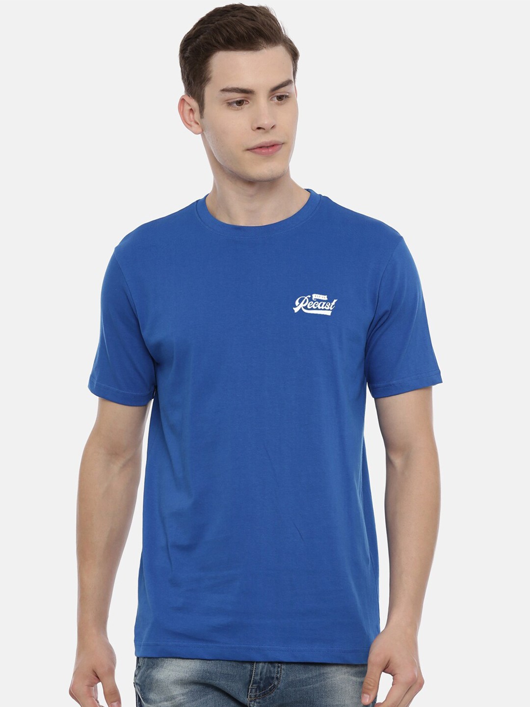 

recast Men Blue Pure Cotton T-shirt