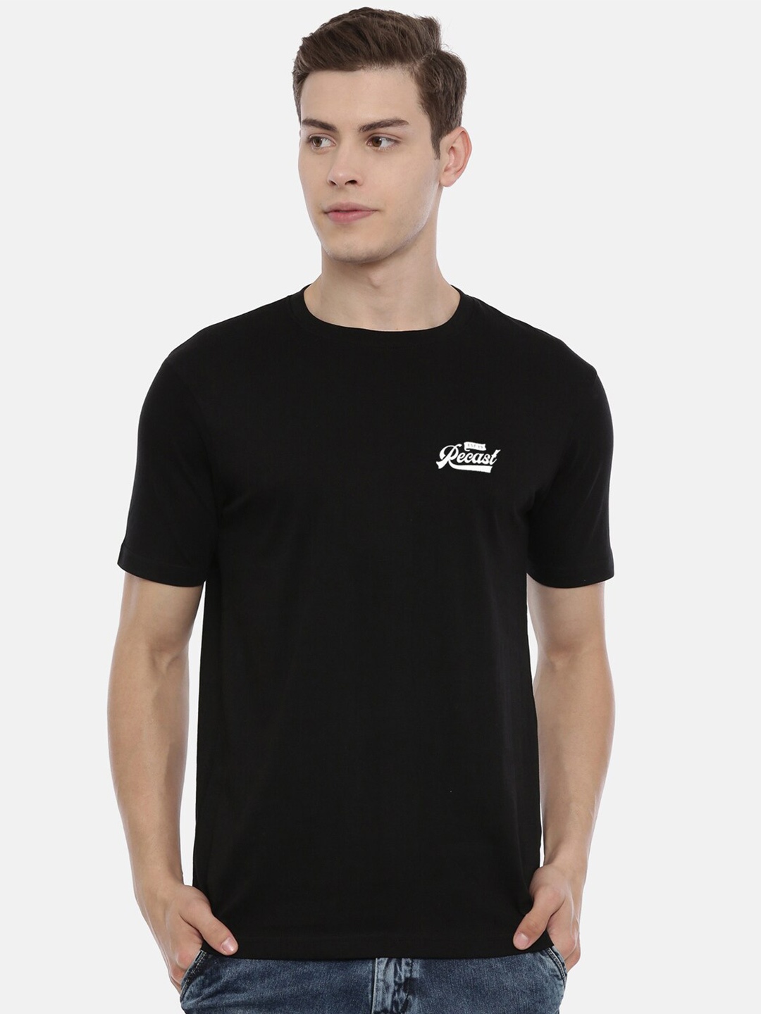 

recast Men Black Pure Cotton Outdoor T-shirt