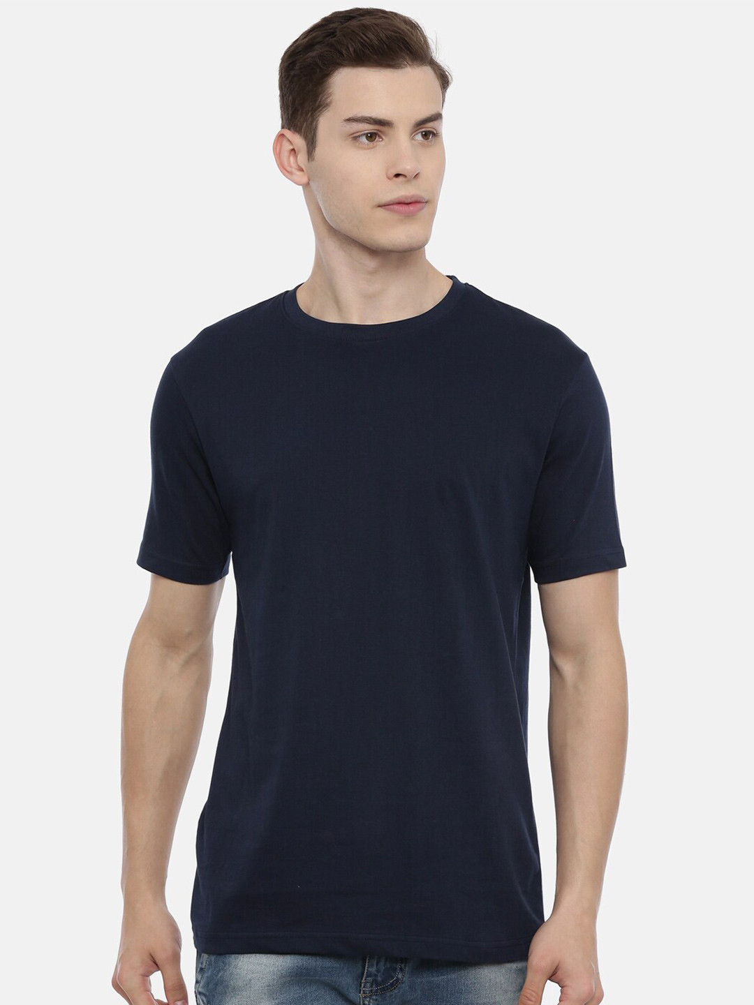 

recast Men Navy Blue Pure Cotton T-shirt