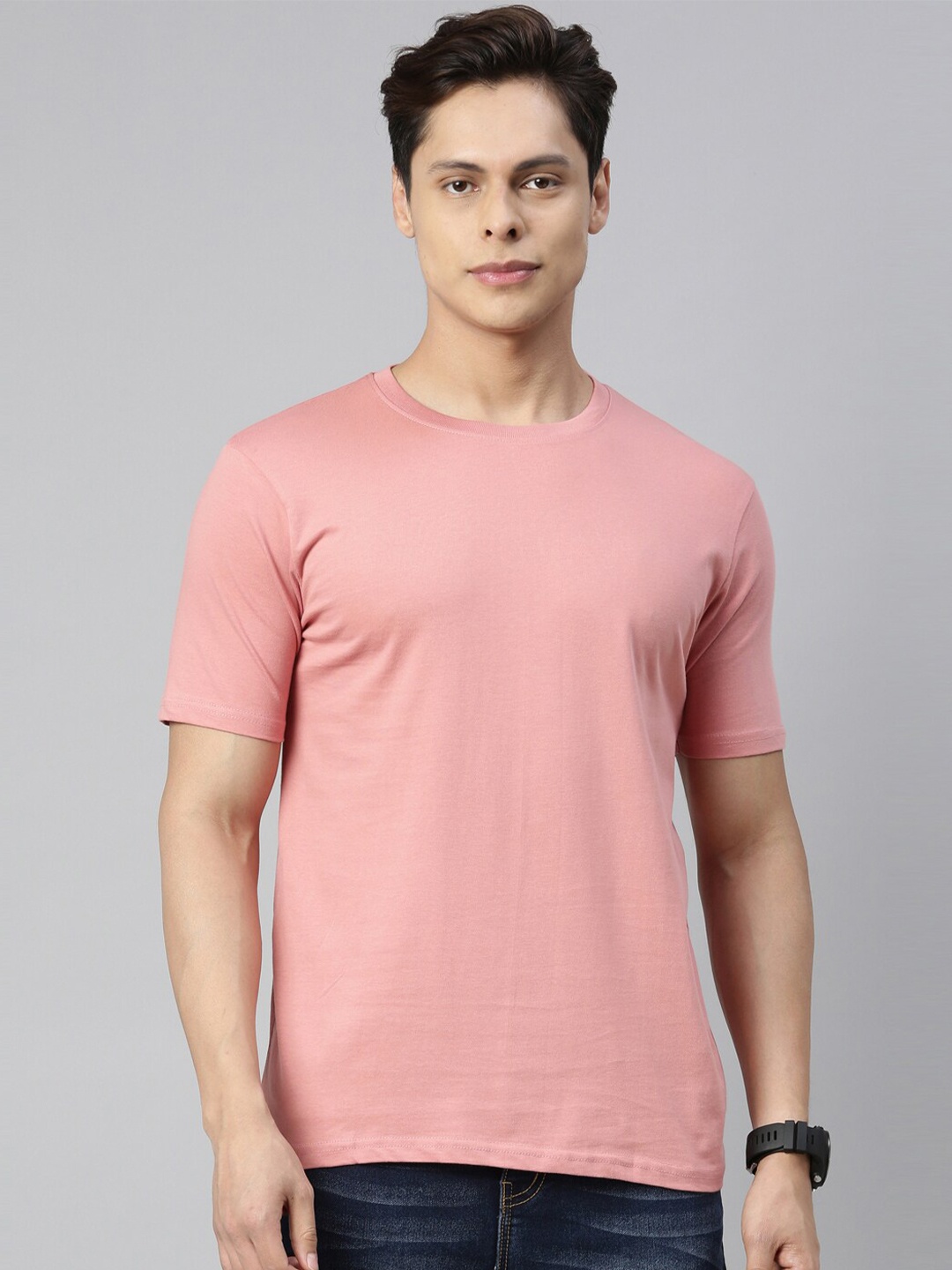 

recast Men Pink Regular Fit Pure Cotton T-shirt