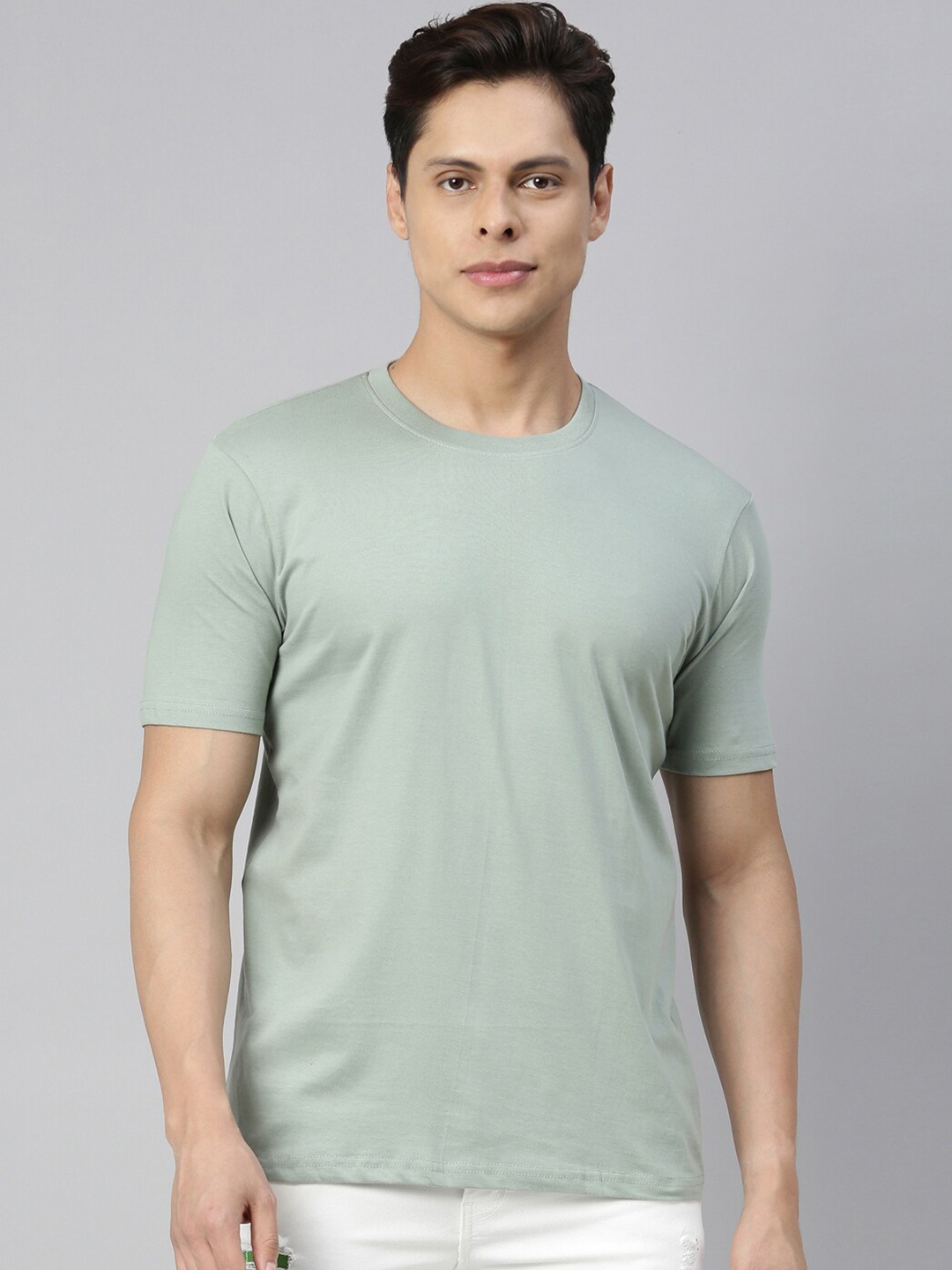 

recast Men Green Pure Cotton Raw Edge Outdoor T-shirt